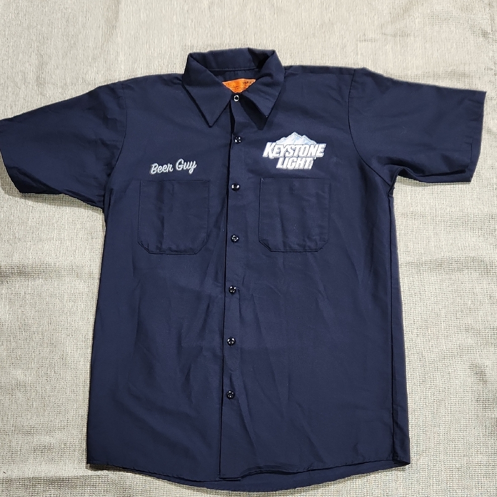 Vintage Y2K Keystone Light 'Security' Button-Up Red Kap Tee - Size Medium